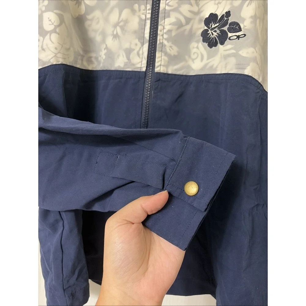 NWT Vintage OP Ocean Pacific 80's 90's Navy Floral Windbreaker Surf Y2K Size M